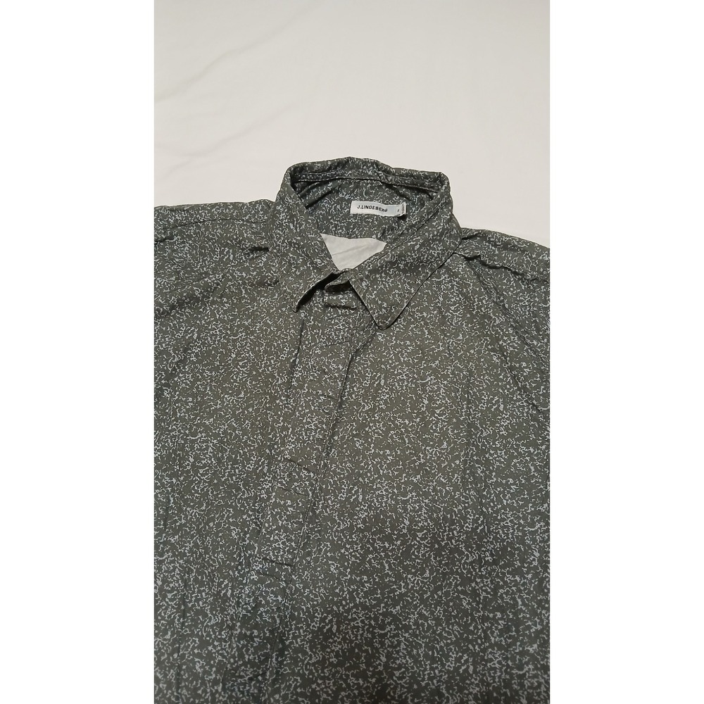 J Lindberg Men's Cotton‎ Blue/gray Splatter Print S/S Button Shirt Size Medium